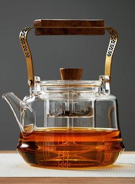 绿昌明玻璃煮茶壶耐高温高档蒸煮茶器家用明火大容量电陶炉烧水壶
