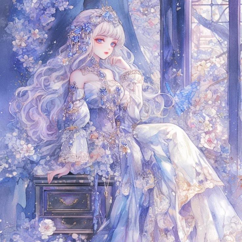 卡通动漫钻石画2024新款满钻客厅小件十字绣手工砖石贴画玫瑰少女