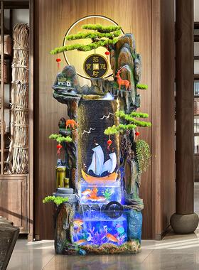 新中式招财假山流水喷泉循环水室内客厅鱼缸落地玄关装饰景观摆件