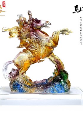 孙悟空猴王生肖猴琉璃摆r件齐天大圣马上封侯猴子骑同事马升职礼
