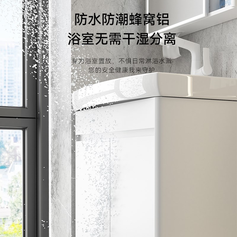 扫地机器人基站洗手盆浴室柜组合阳台落地洗衣池T小户型陶瓷一体