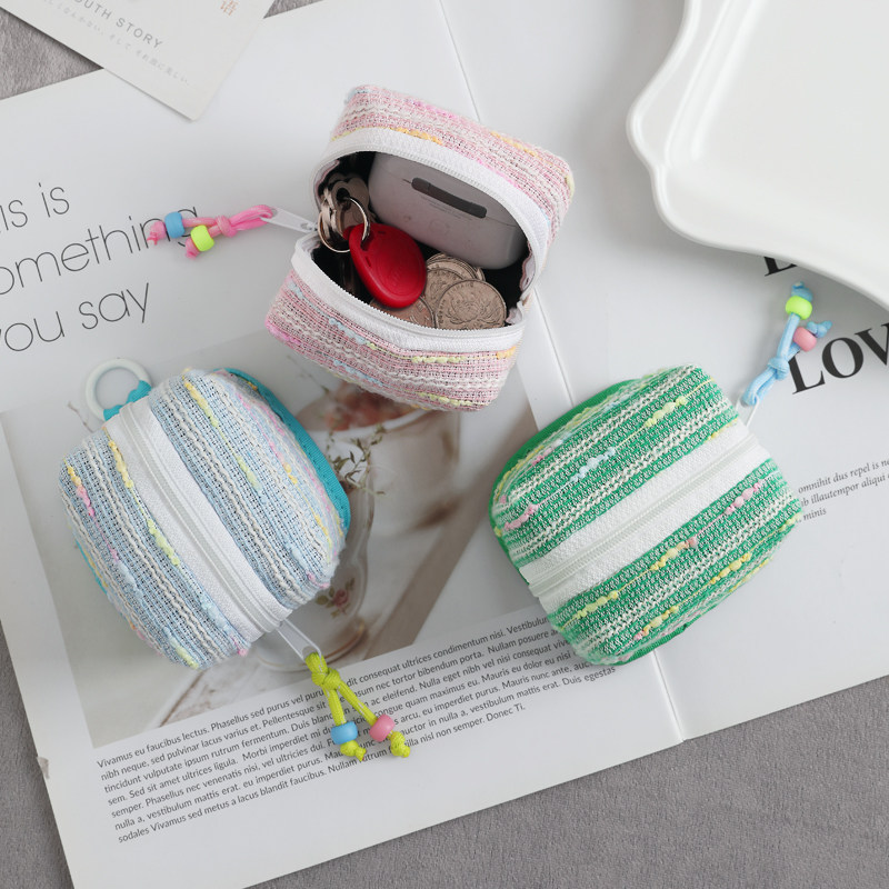 小香风女韩系便携无线蓝牙耳机保护套收纳软布壳挂件钥匙包硬币包