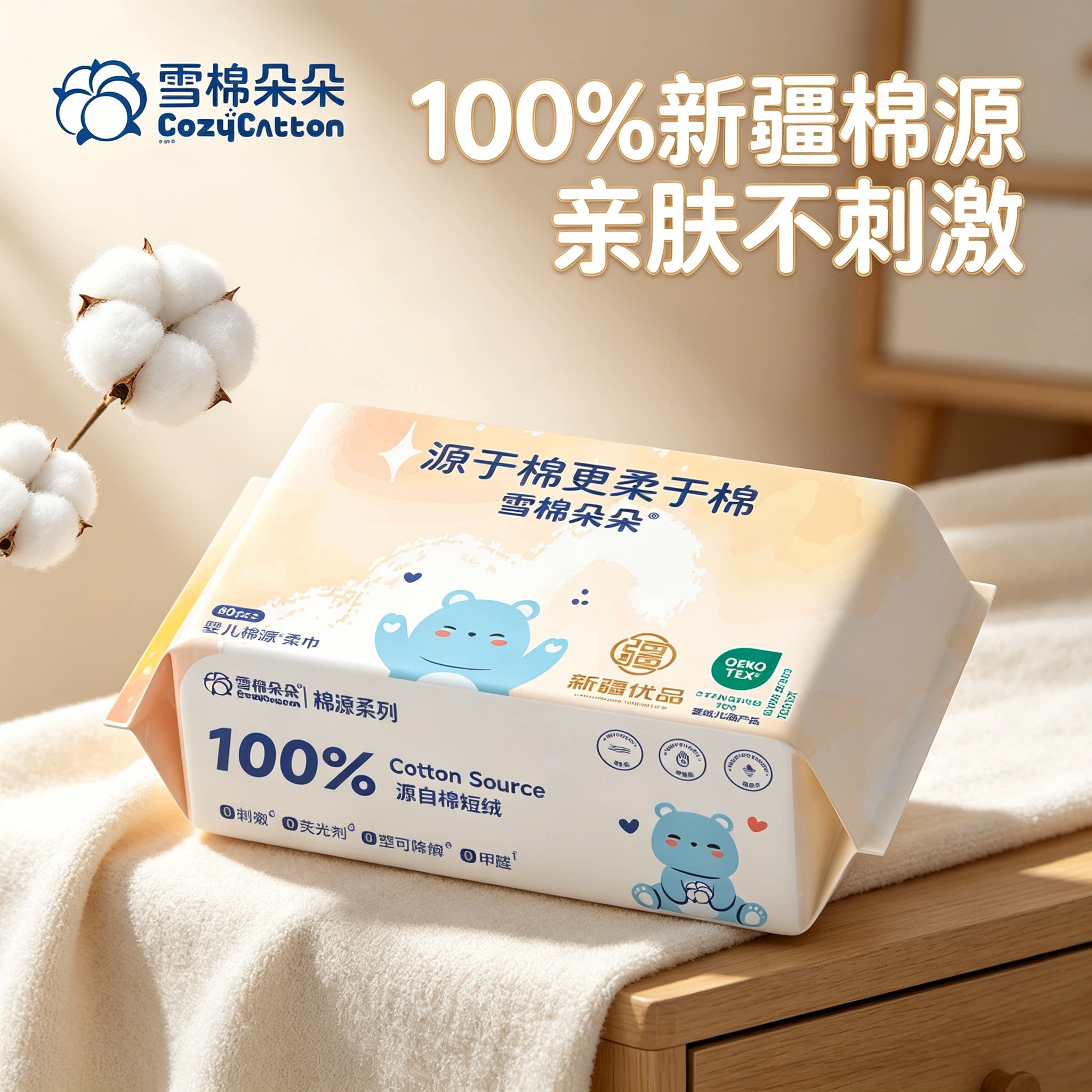 雪棉朵朵一次性洗脸巾婴儿专用棉柔巾100%纯棉源柔巾洁面擦脸巾