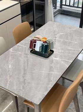 9QXC仿大理石餐桌垫软玻璃桌布无味pvc防水防油茶几垫子塑料灰色