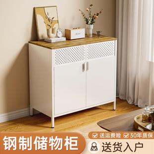家用钢制餐边柜客厅现代简约电视机金属收纳柜厨房铁艺带门储新款