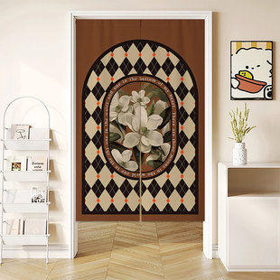 美式门帘卧室遮挡帘厨房客厅隔断帘免打孔半帘短帘厕所挂帘布帘子