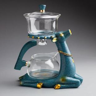 5775公室半动玻璃茶具套装 办k 自冲茶人器煮茶壶家用懒泡器茶麋鹿
