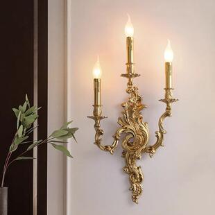 法式复古餐厅灯欧式全铜蜡烛壁灯美式走廊过道阳台玄关卧室壁灯