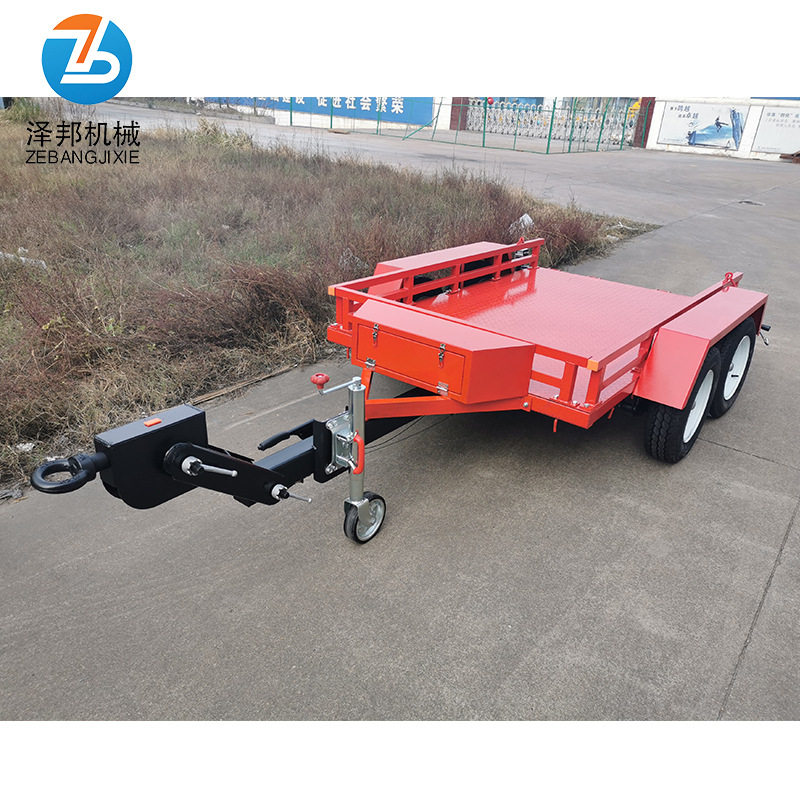 移动牵引拖车机器人运输工具车车桥总成挖机拖车带爬梯平板拖车