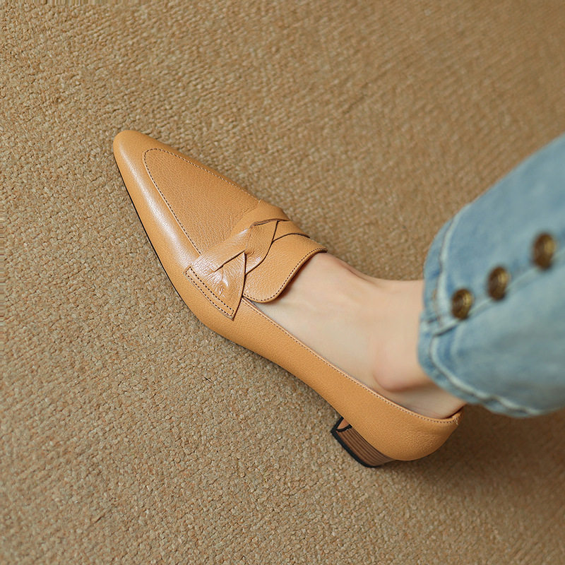 英伦风羊皮乐福鞋女2024新款软皮尖头小皮鞋粗跟浅口单鞋工作女鞋,户外/登山/野营/旅行用品,登山鞋/徒步鞋,淘宝优惠券,粉丝福利购,淘宝优惠卷