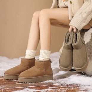 子防滑暖短靴2东棉鞋 增高厚底雪地保靴女025秋冬新款 绒加加厚鞋