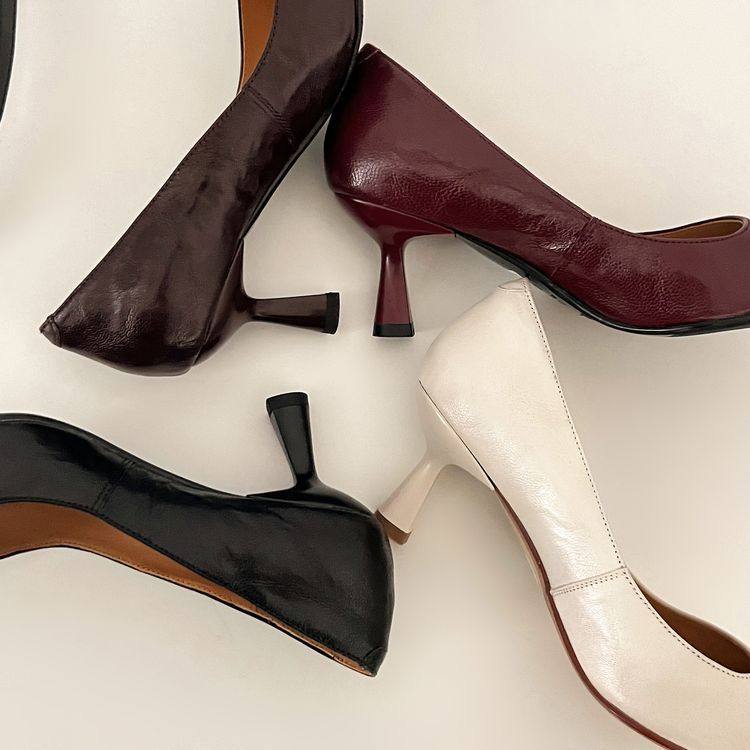 尖头酒红色高跟鞋女细跟黑色春季法式猫跟鞋通勤舒适超软羊皮单鞋