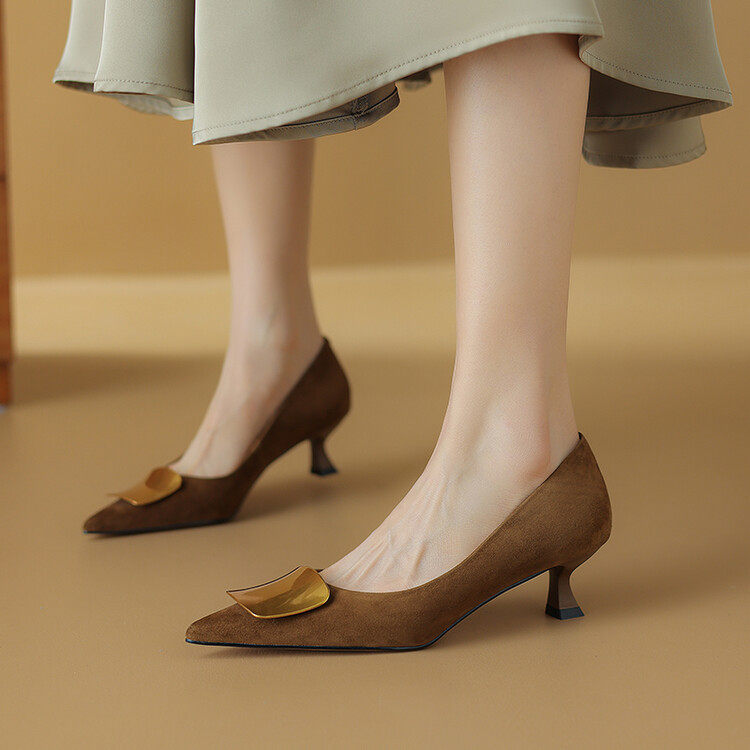 5cm跟高/羊皮尖头单鞋女细跟气质时尚磨砂通勤真皮法式浅口高跟鞋,户外/登山/野营/旅行用品,登山鞋/徒步鞋,淘宝优惠券,粉丝福利购,淘宝优惠卷