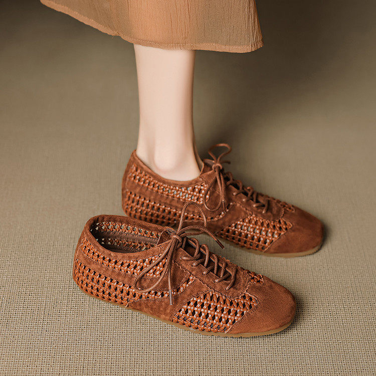 真皮镂空网纱透气平底单鞋女夏季系带休闲深口洞洞凉鞋外穿德训鞋,户外/登山/野营/旅行用品,登山鞋/徒步鞋,淘宝优惠券,粉丝福利购,淘宝优惠卷