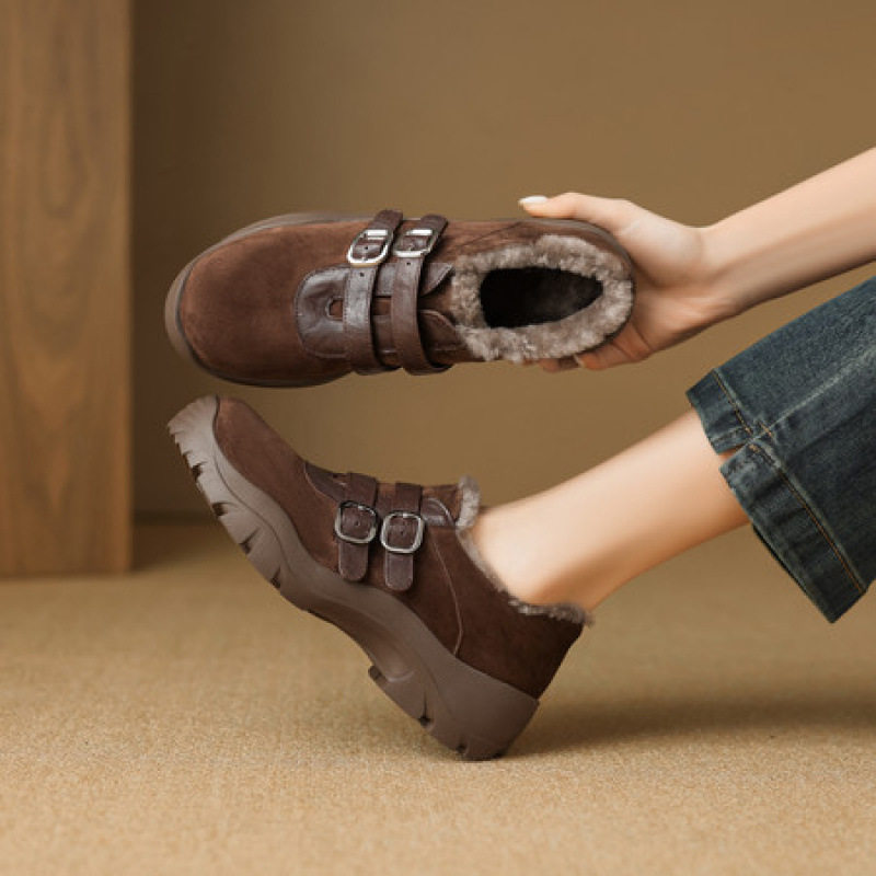 加绒保暖松糕厚底乐福鞋女冬双排扣真皮休闲通勤单鞋复古百搭舒适,户外/登山/野营/旅行用品,登山鞋/徒步鞋,淘宝优惠券,粉丝福利购,淘宝优惠卷