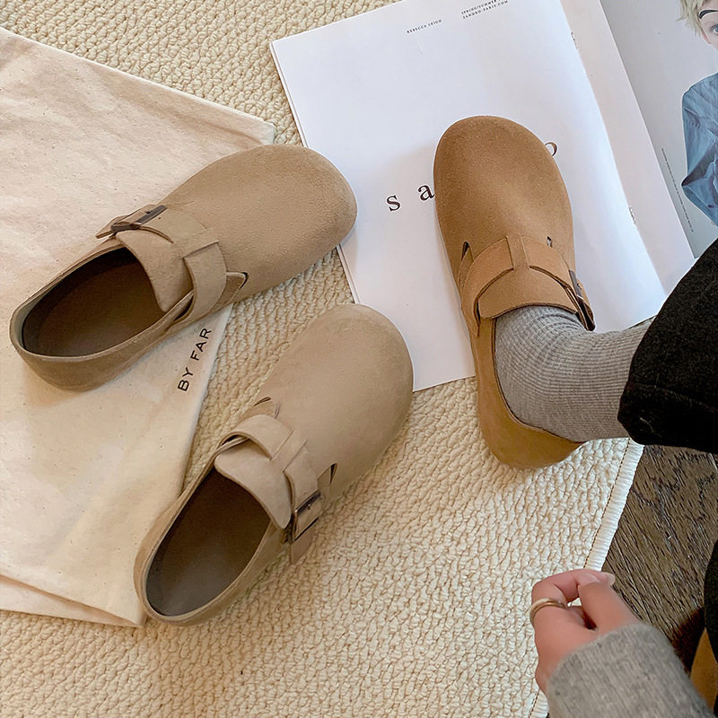 巨软好穿~不挑脚！网红厚底全包勃肯鞋女豆豆鞋森系圆头深口单鞋