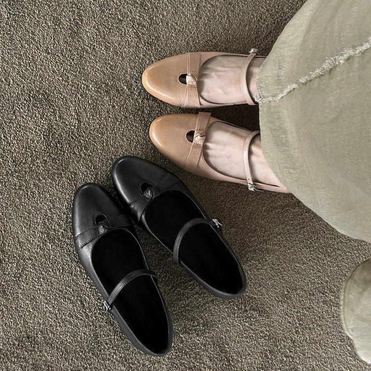 复古牛皮内增高玛丽珍单鞋女2025秋季新款蝴蝶结一字带浅口小皮鞋