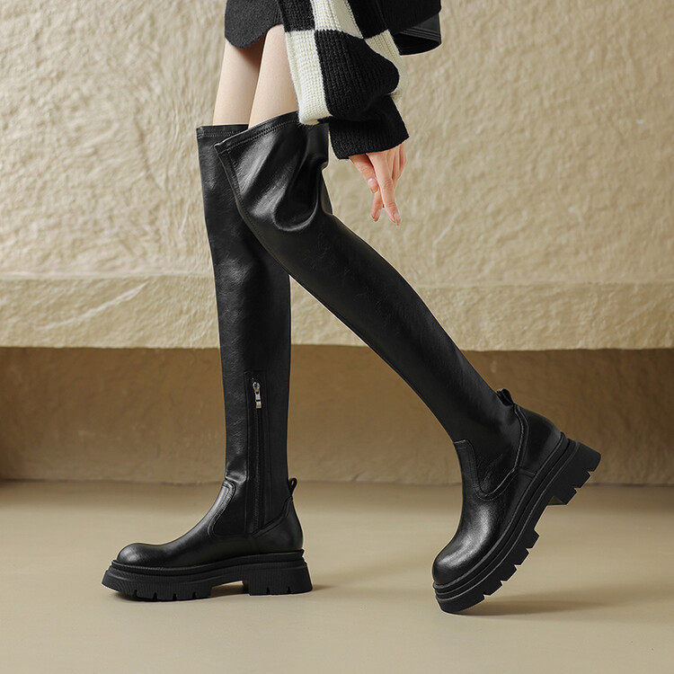 秋冬季欧美时尚侧拉链松糕底过膝长靴显瘦粗跟瘦瘦靴新款时装靴女,户外/登山/野营/旅行用品,登山鞋/徒步鞋,淘宝优惠券,粉丝福利购,淘宝优惠卷