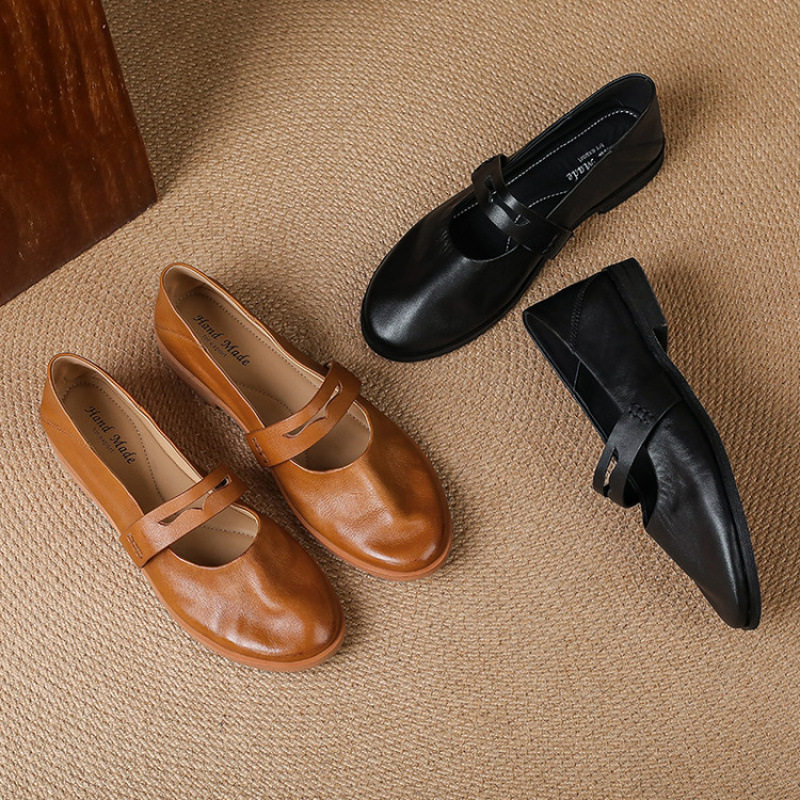 超软小牛皮~平底复古单鞋女配裙子一脚蹬浅口芭蕾鞋圆头玛丽珍鞋,户外/登山/野营/旅行用品,登山鞋/徒步鞋,淘宝优惠券,粉丝福利购,淘宝优惠卷