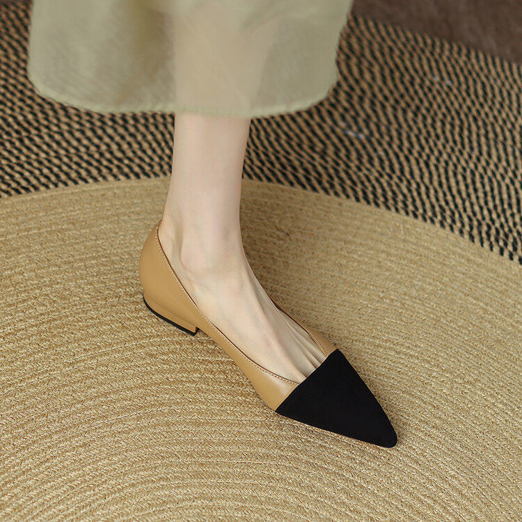 拼色小香风单鞋女春秋季新款通勤浅口平底鞋羊皮尖头优雅时装女鞋,户外/登山/野营/旅行用品,登山鞋/徒步鞋,淘宝优惠券,粉丝福利购,淘宝优惠卷