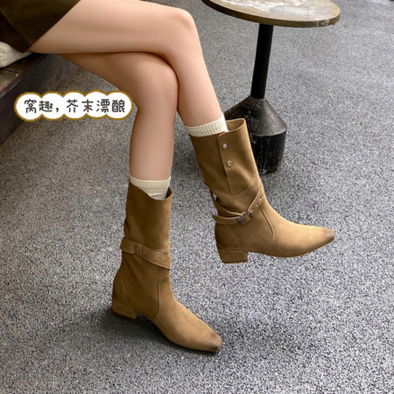 牛反绒~复古美拉德两穿骑士靴女2025新款粗跟堆堆靴西部牛仔靴,户外/登山/野营/旅行用品,登山鞋/徒步鞋,淘宝优惠券,粉丝福利购,淘宝优惠卷