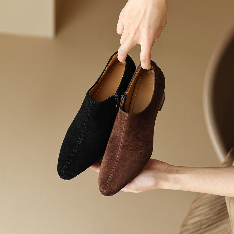 尖头显瘦深口罐罐鞋女2023春秋新款英伦风侧拉链吸汗透气粗跟单鞋,户外/登山/野营/旅行用品,登山鞋/徒步鞋,淘宝优惠券,粉丝福利购,淘宝优惠卷