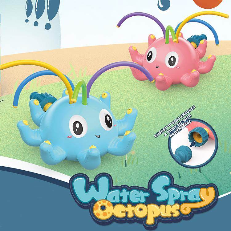 跨境夏日婴儿浴室自动喷水小章鱼接水管洒水八爪鱼户外戏水玩具
