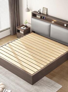 实木床双人1.8x2米主卧大床家用1.5米小户型出租房1.2m储物单人床