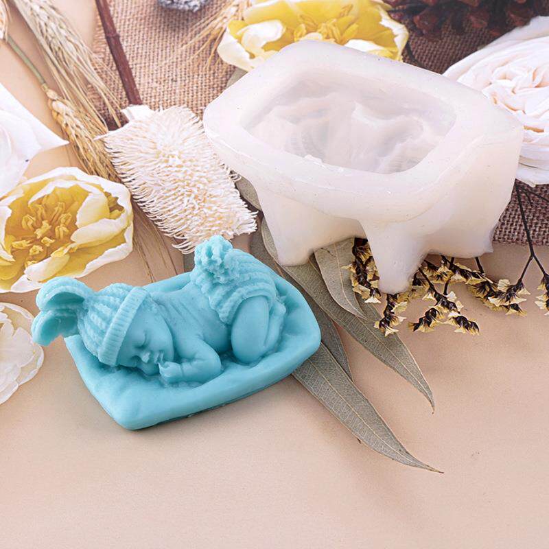 不规则婴儿香薰蜡烛模具趴睡天使宝宝石膏模具摆件手工肥皂硅胶模