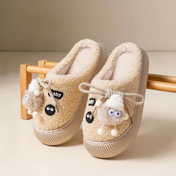 棉拖鞋可爱女款外穿毛毛拖鞋厚底防滑闺蜜保暖百搭棉拖卡通毛拖鞋