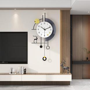 现代新中式钟表挂钟客厅家用静音装饰时尚餐厅创意时钟挂墙高级感