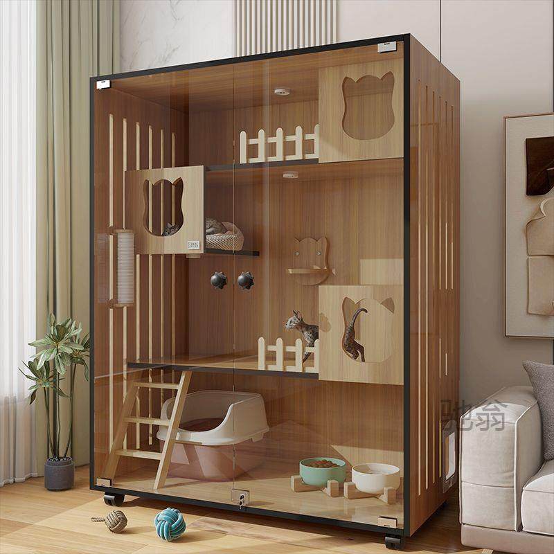 麓f猫别墅猫笼子猫屋猫舍双层宠物房超大自由空间猫咪窝家用家庭