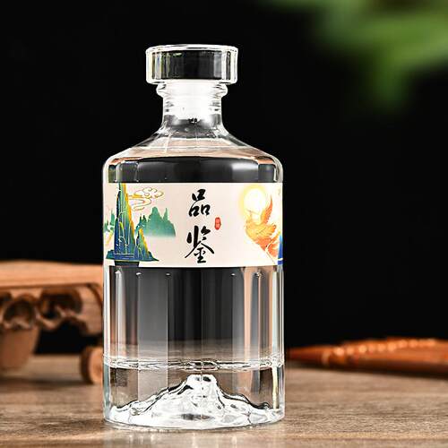 透明玻璃白酒瓶空瓶子一斤装密封家用水晶盖观山瓶储藏酿酒壶