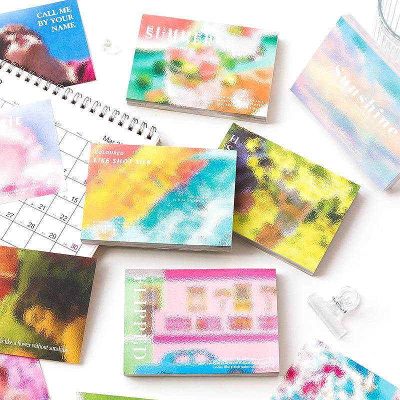 寄语 朝夕四季玻璃便签本可撕便携小本子备忘手帐打底90张 6款