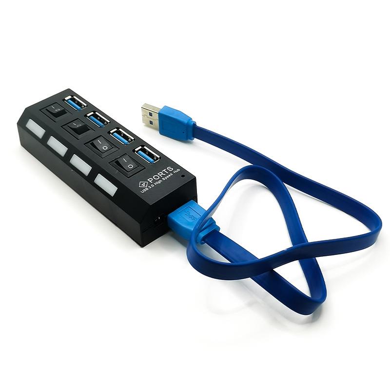 7口HUB带独立开关一分七集线器笔记本电脑USB2/3.0高速分线器