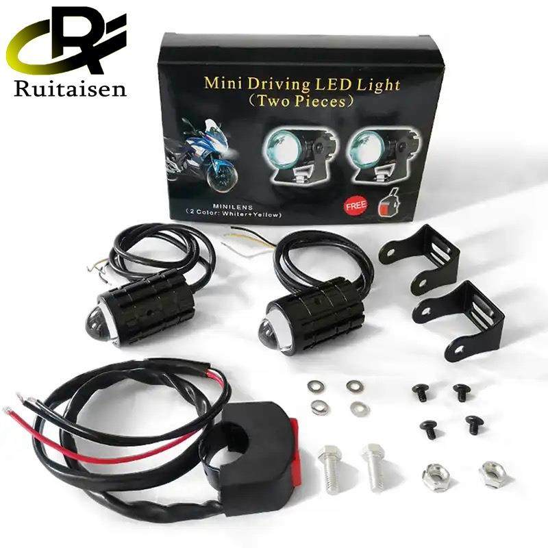 跨境热销 摩托车射灯电动车LED双色外置小钢炮大灯远近一体12-80v