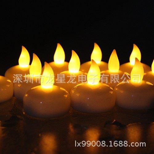 黄光闪LED浮水蜡烛/水感应电子蜡烛