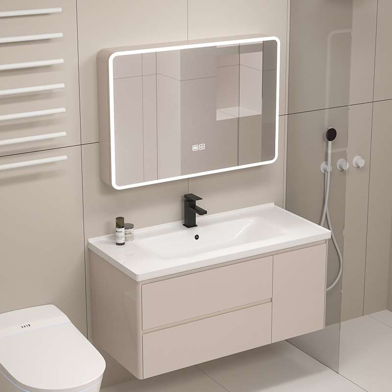 浴室柜蜂窝铝洗脸盆柜组合一体盆陶瓷卫生间洗手池柜奶油风洗漱台