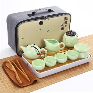 功夫茶具茶盘办公车载随行家用德化简约茶具套装 陶瓷旅行便携式