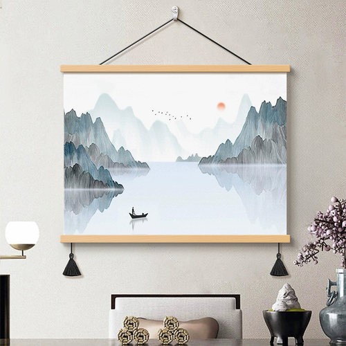 新中式湖光山色客厅装饰画山水画