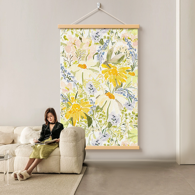 北欧奶油风进门玄关装饰画花卉