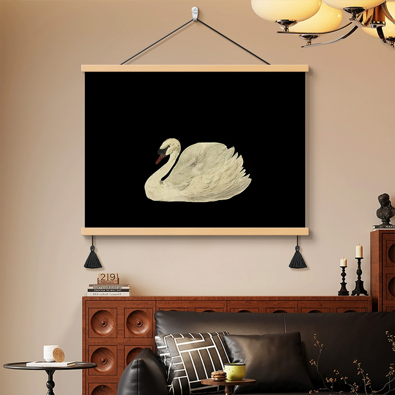 法式天鹅复古客厅装饰画