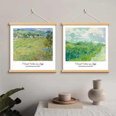 原木风梵高世界名画挂画