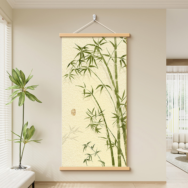 现代简约竹报平安玄关挂画