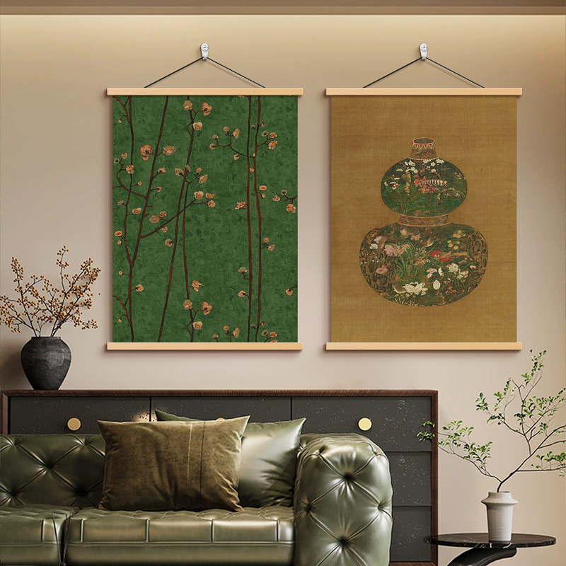 中古侘寂风装饰画高级感餐厅客厅沙发背景墙挂画酒店房间艺术壁画图片