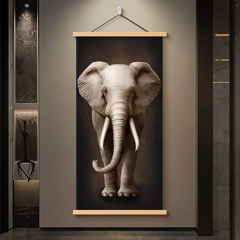 大象入户门玄关装饰画现代轻奢高级感高端走廊过道尽头正对墙挂画