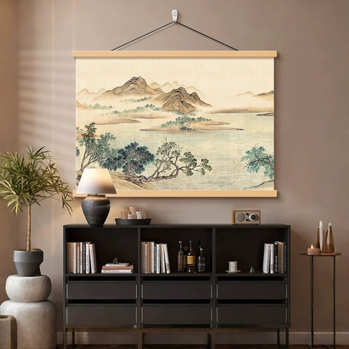 宋式美学湖山春暖玄关挂画