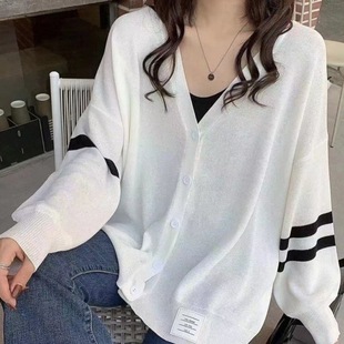 女夏韩版 200斤大码 冰丝防晒衣针织开衫 女装 慵懒风宽松型 货源薄款