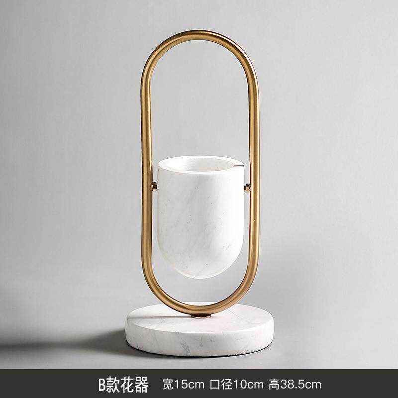 简约现代大理石圆形花瓶欧式客厅茶几软装饰品北欧电视柜摆件