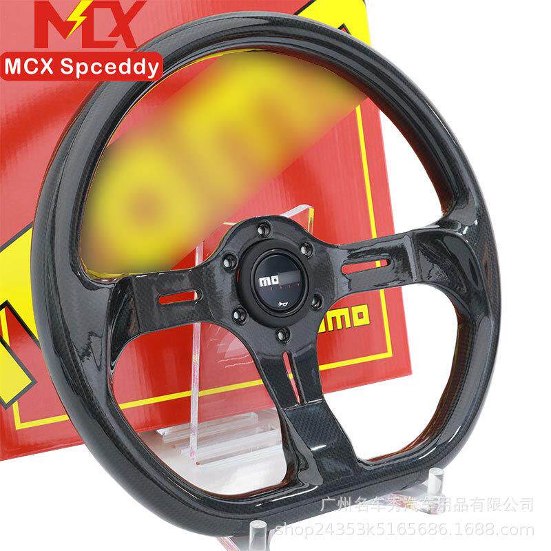 新款 赛车竞技方向盘14寸改装快拆真碳纤维D型方向盘通用孔距70mm